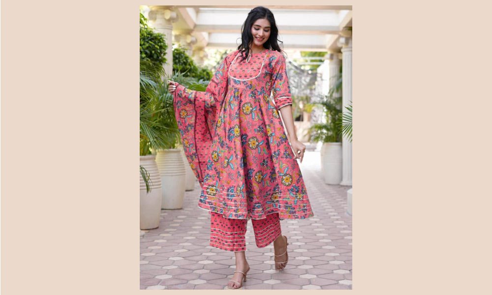 Floral Printed Anarkali Suits with Palazzo Pants