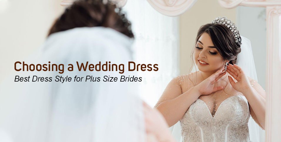 plus-size bride prepares at mirror